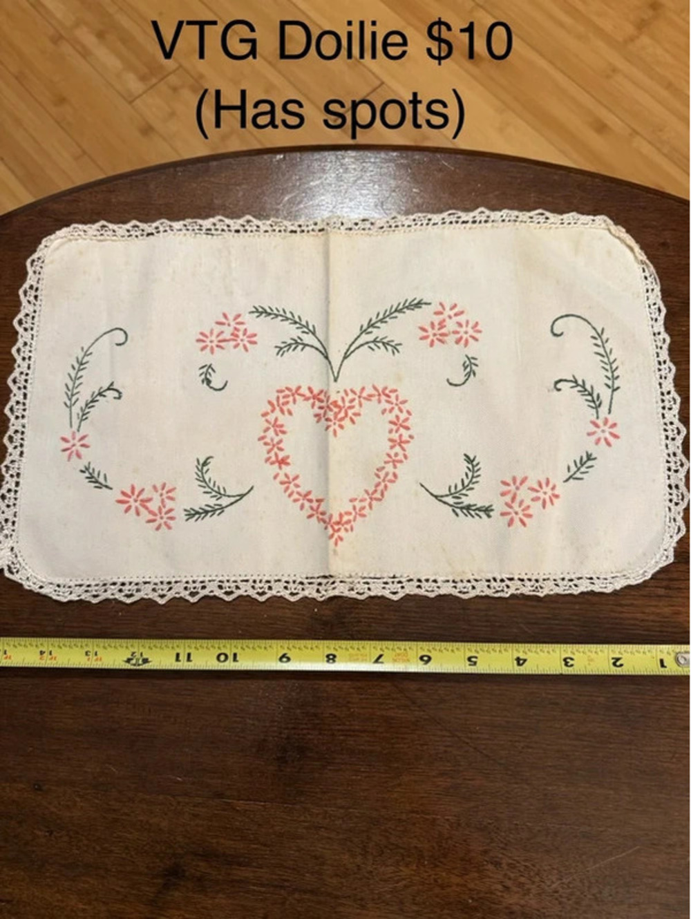 Vintage doilie with heart
